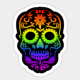 Rainbow Sugar Skull Halloween Day of The Dead Dia de Muertos Sticker